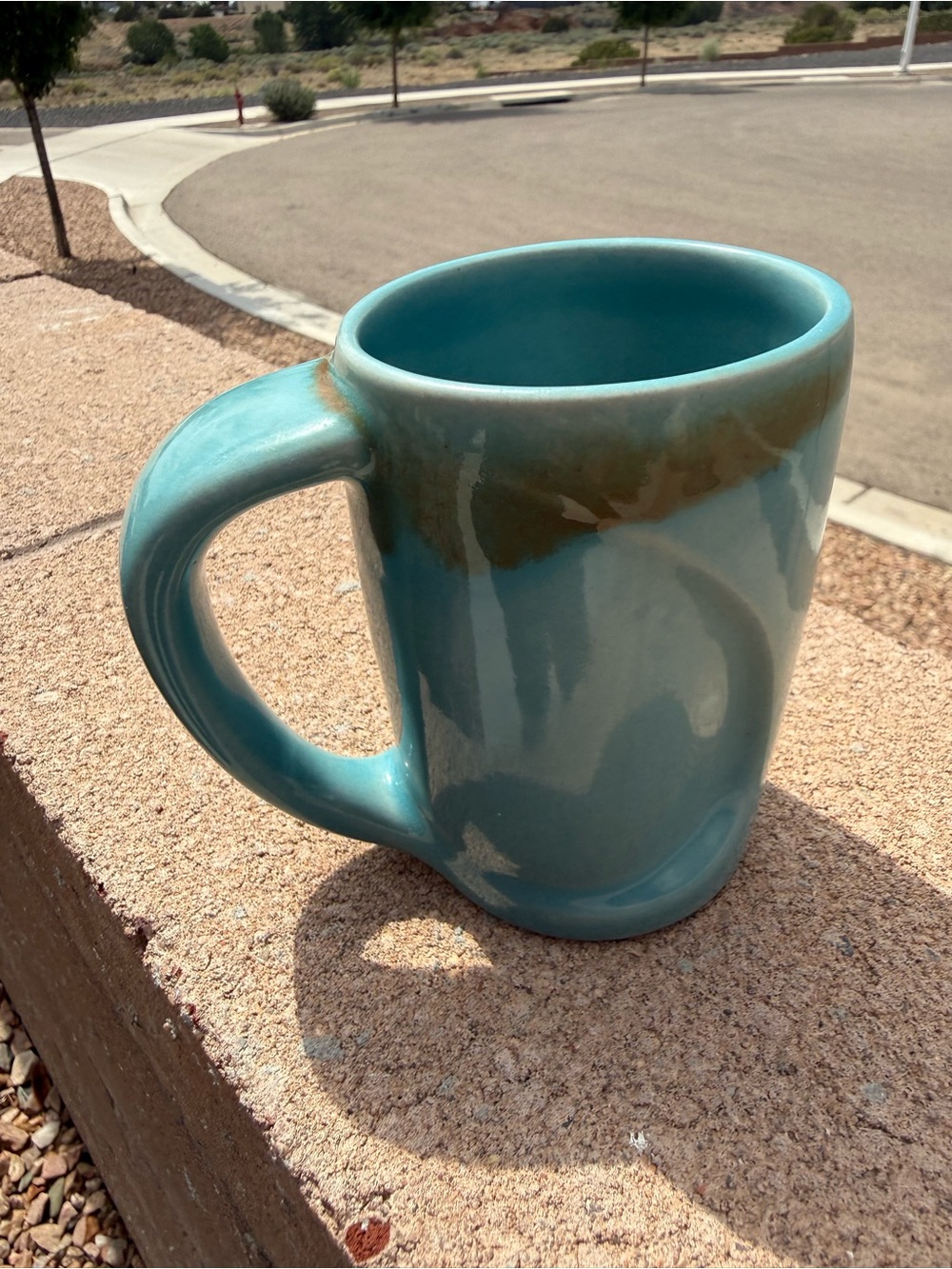 Handmade Pottery Mug Tall Teal Turquoise Drip Glaze Stoneware